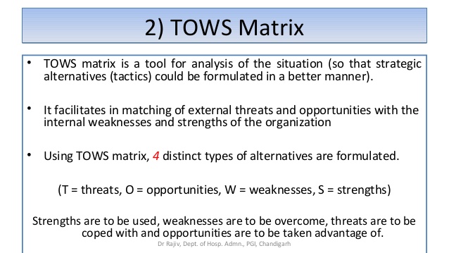 tows strategic alternatives matrix